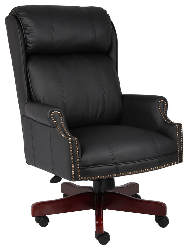 Traditional High Back Caressoftplus Chair With Mahogany Base