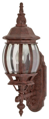 Central Park Old Bronze One-Light Outdoor Wall Mount with Clear Beveled Glass Pa