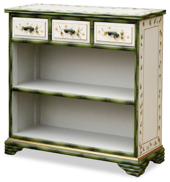 Hand-Painted Bamboo Style Bookcase