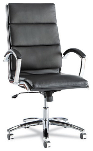Alera Neratoli Series High-Back Swivel/Tilt Chair, Black Soft Leather