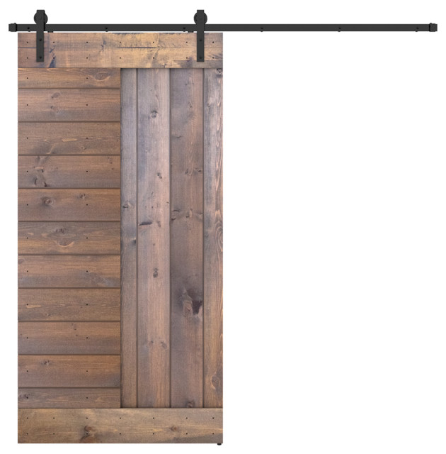 Solid Wood Barn Door, Made in USA, Hardware Kit, DIY, Brown, 42x84"