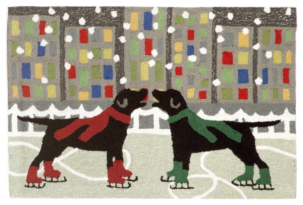 Liora Manne Frontporch Holiday Ice Dogs Multi Color Rug 30" x 48"