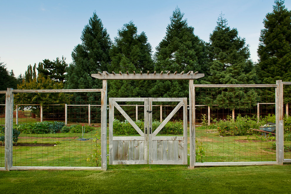 Inspiration for a country full sun garden in Portland with a vegetable garden.