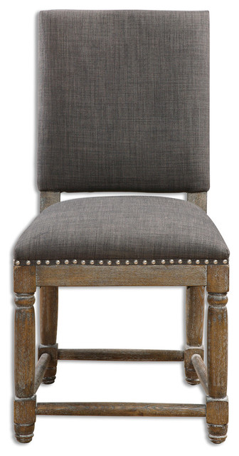 Gray Wood Comfortable Side Chair Traditional Dining Chairs