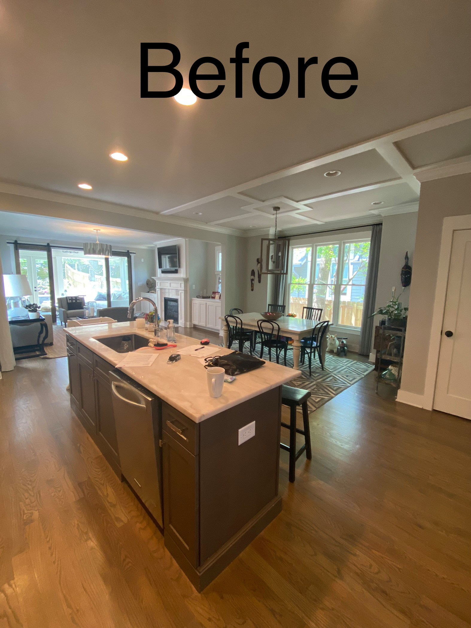 CANDLER PARK FIREPLACE /kitchen island/ main level decor