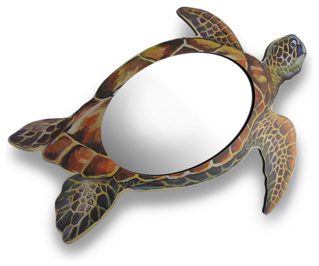 Shop Houzz Zeckos Coloful Sea Turtle Shaped Hanging Wall Mirror