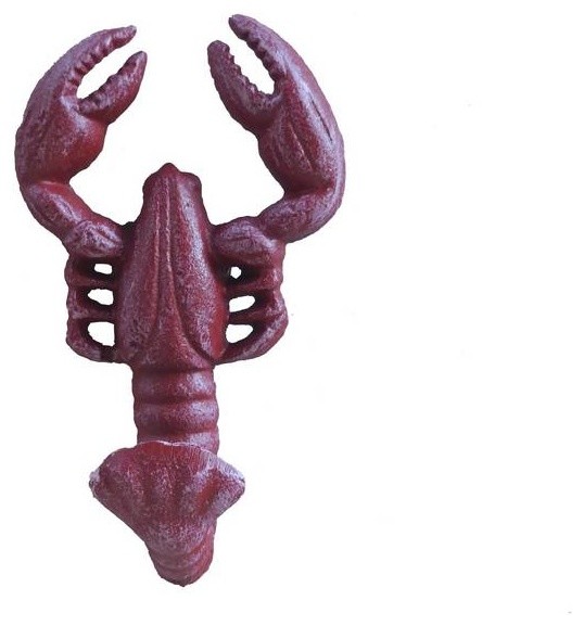 Vintage Red Whitewashed Cast Iron Wall Mounted Lobster Hook 5'' - Beach ...