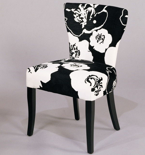 348 Black and White Floral Side Chair - Set of 2