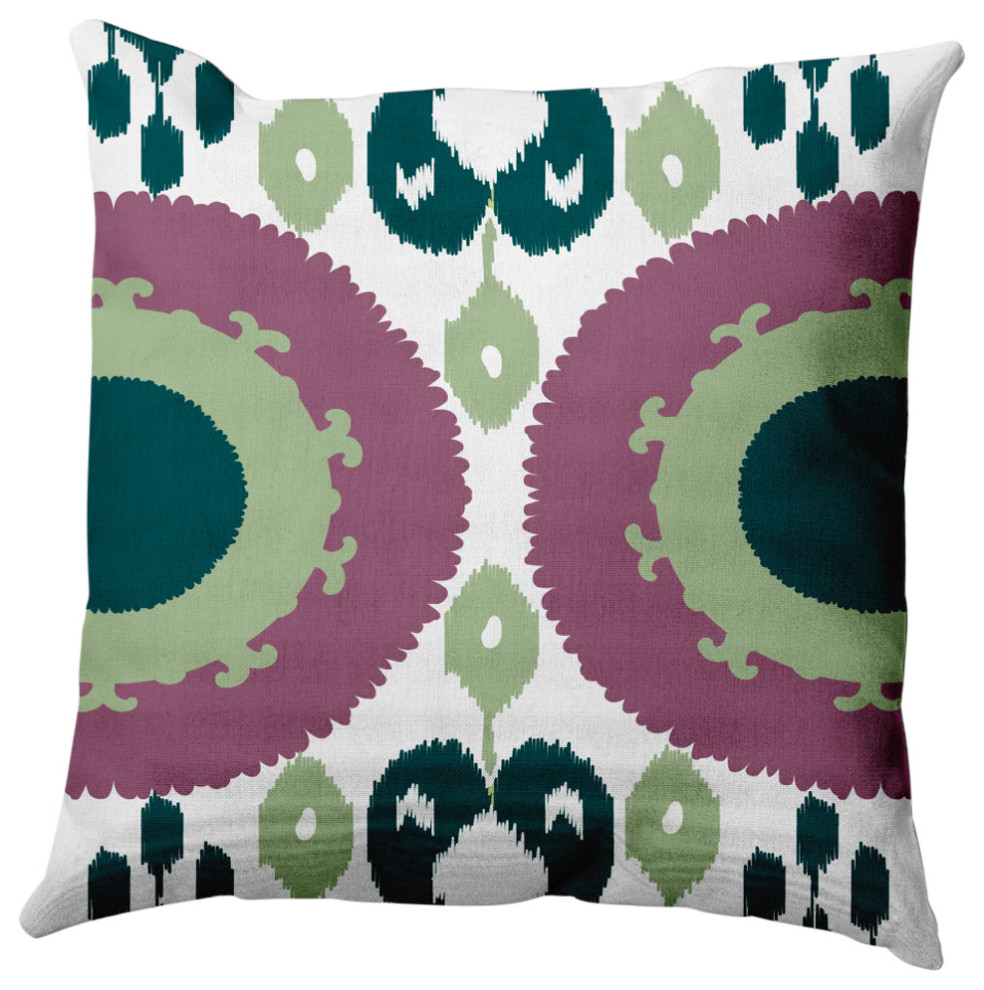 Boho Decorative Throw Pillow, Green, 16x16"
