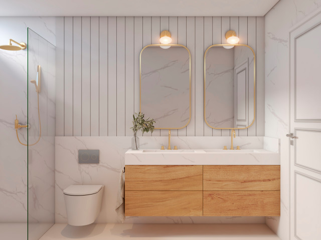 Ba&ntilde;o Suite nyklassisk-badrum