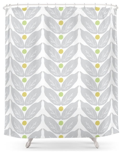 Society6 Gray Vine Modern Botanical Pattern Shower Curtain