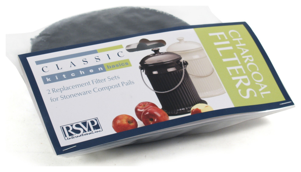 RSVP Replacement Charcoal Filter for Stoneware Compost Pail, Pack of 2