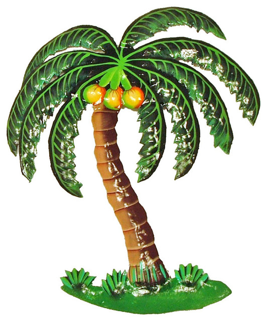 Tiki Coconut Tropical Palm Tree Haitian Metal Art Tiki Coconut Tropical Palm Tree Haitian Metal Art