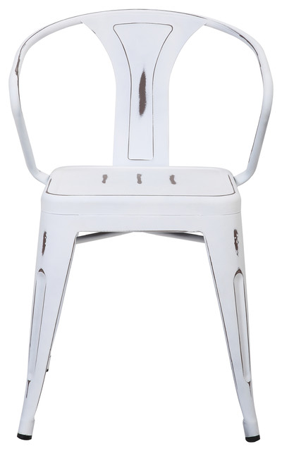 Lumisource Waco Chair Vintage White, White Metal Dining Chairs Set Of 2