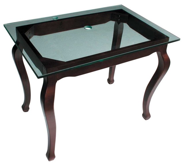 Bathroom Console Table Clear Glass Provincial Leg Top Mount Traditional Bathroom Vanities