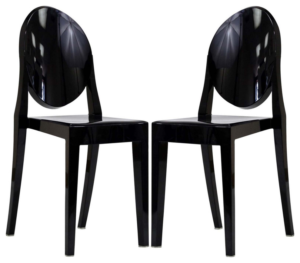 Casper Dining Side Chairs Acrylic, Set of 2, Black