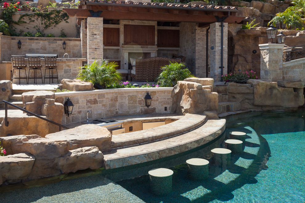 Design ideas for a mediterranean pool in Orange County.
