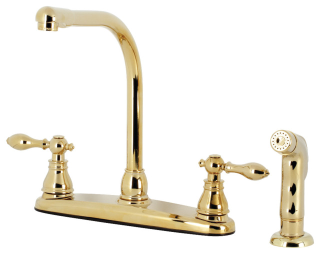 KB712ACLSP Centerset Kitchen Faucet With Side Sprayer, Polished Brass