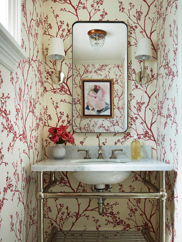 Powder room - traditional powder room idea in Boston