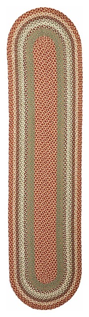 Buttermilk/Cranberry Oval Braided Rug 2'x8' - Contemporary - Hall And ...