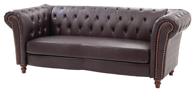 Ellison Tufted Faux Leather Chesterfield Sofa Traditional Sofas Ellison Tufted Faux Leather Chesterfield Sofa