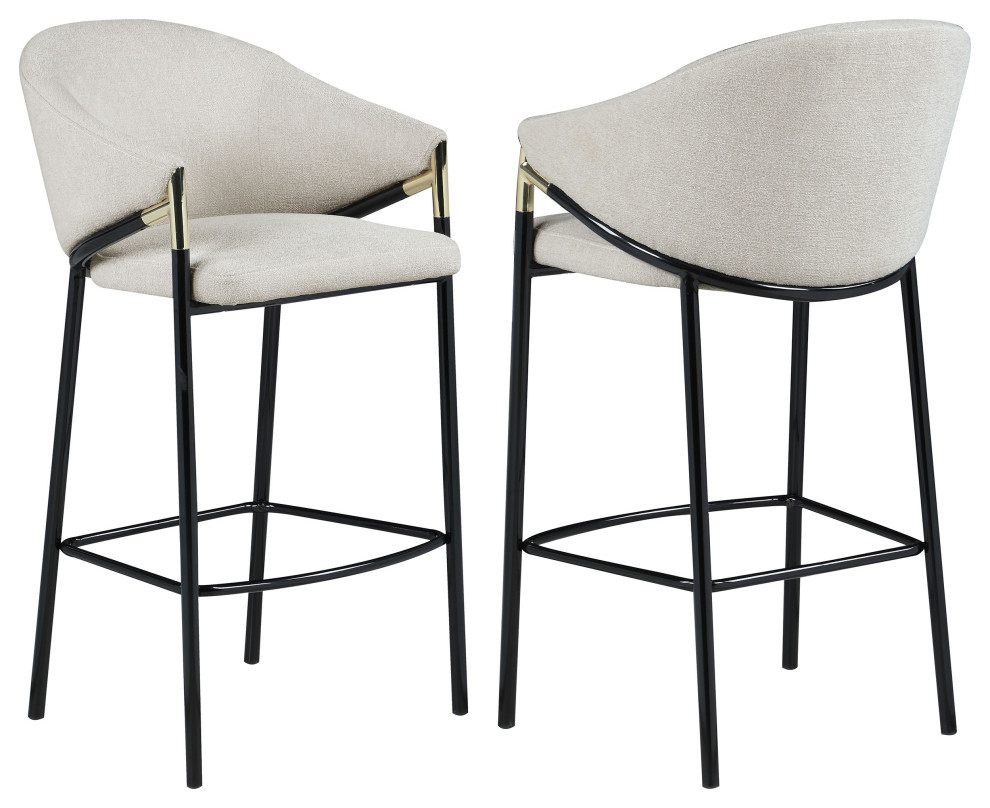 Chadwick Sloped Arm Bar Stools Beige and Glossy Black, Set of 2 ...
