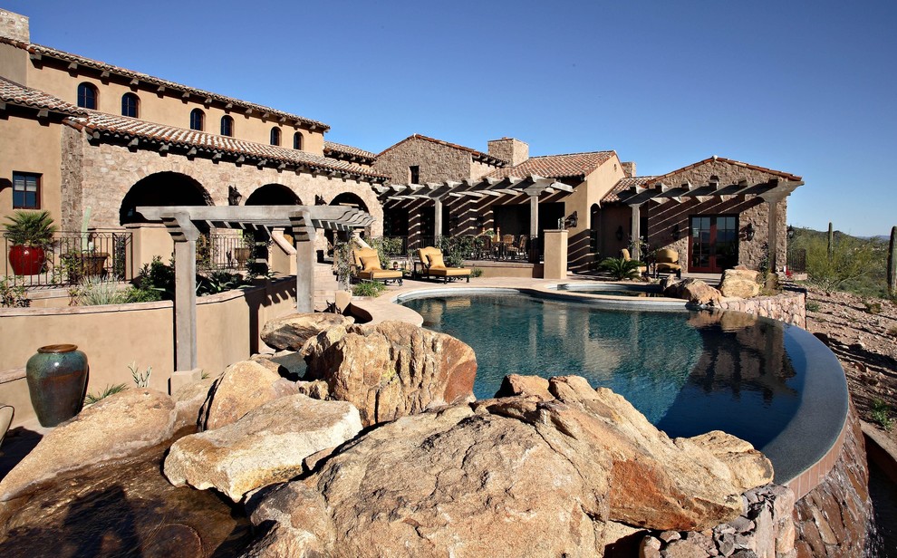 This is an example of a mediterranean infinity pool in Phoenix.