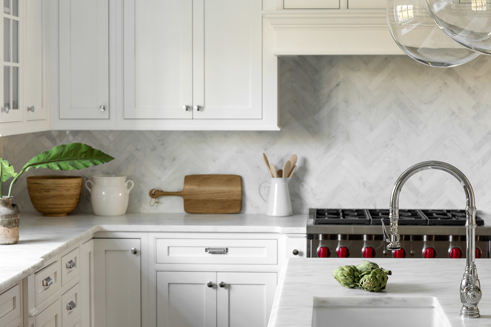 Example of a transitional kitchen design in New York