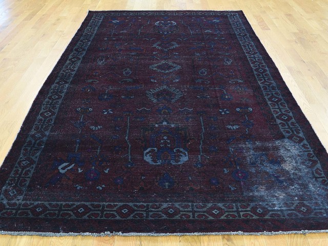 5 4 X9 Handmade Wide Runner Overdyed Persian Qashqai Oriental - Overdyed Persian Rug 5 4 X9 Handmade Wide Runner Overdyed Persian Qashqai Oriental - Overdyed Persian Rug