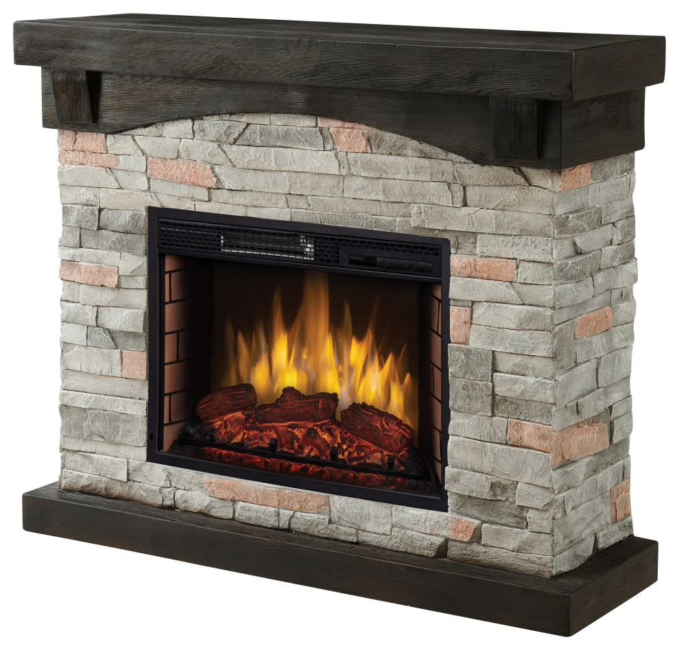Muskoka Sable Mills Electric Fireplace With Mantel, Gray Stone