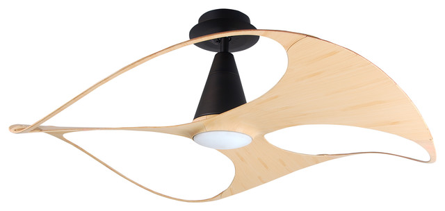 Vento Swish Matt Black Ceiling Fan Light Bamboo 48