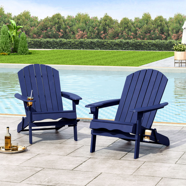 Javion Outdoor Acacia Wood Folding Adirondack Chairs, Set of 2 ...