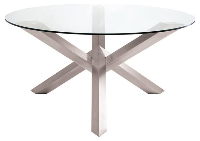 Round Glass Brushed Steel Meeting, 72 Round Conference Table
