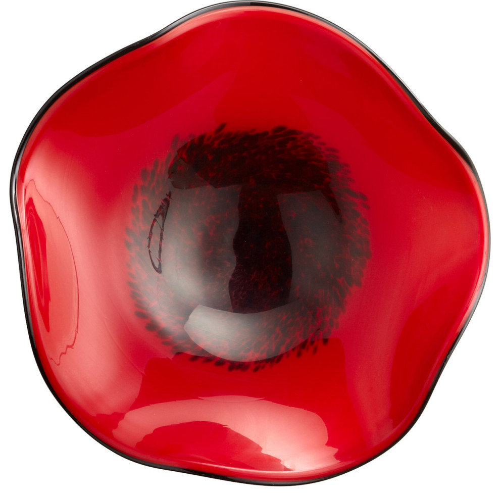 Art Glass Decorative Bowl, Red Transitional Decorative Bowls by
