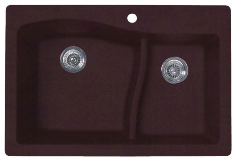 Swan 33x22x5.625 Granite Kitchen Sink, 1-Hole, Espresso