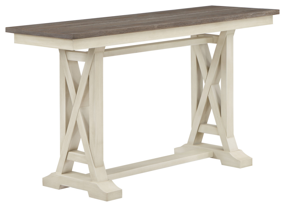 Landings Coastal Farmhouse Console Table With Trestle Base Cream