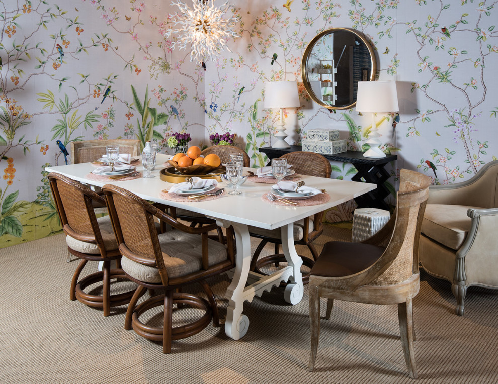 Enchanted Garden Chinoiserie Mural - Our "Enchanted Garden" mural installed in this dining space by designer Natalie Kraiem, for Design on a Dime NYC, 2018