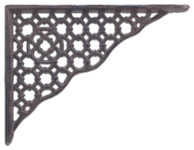 Western Decorative Wall Shelf Bracket Brown Cast Iron Rustic Star Brace 8.75"