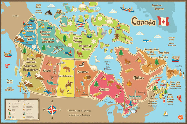 kids canada dry erase map decal - contemporary - wall decals -