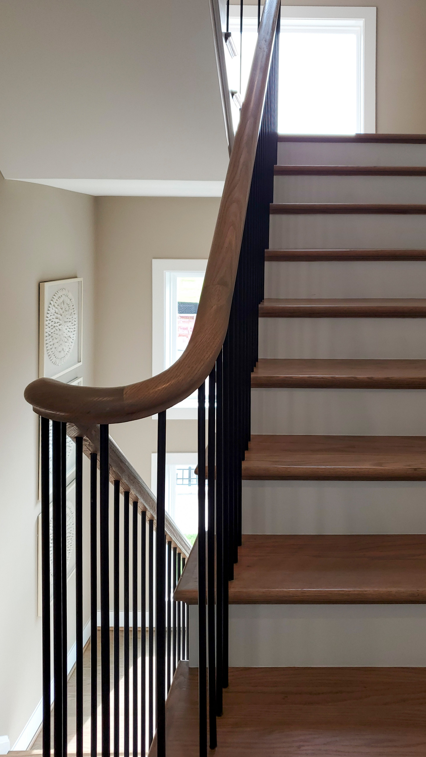 Project #153 | Sophisticated Red Oak Stair with Metal Balusters