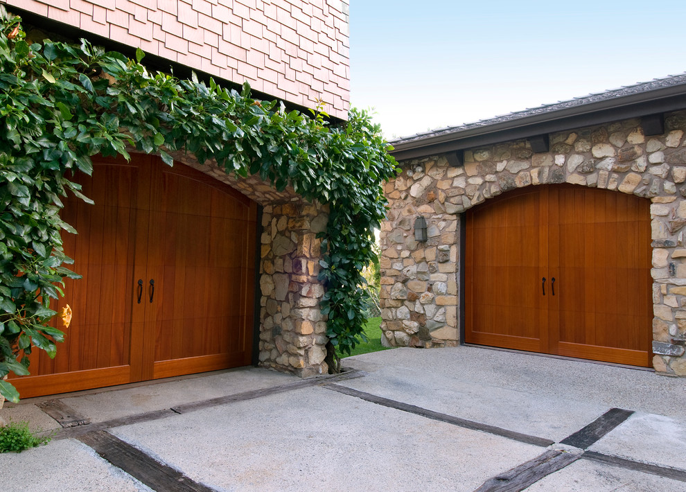 This is an example of a traditional two-car garage in Austin.