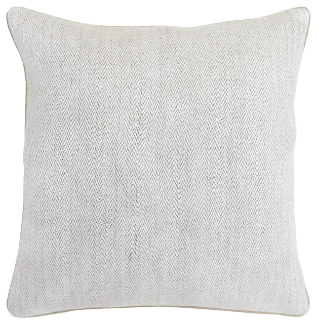 Herringbone Cream Pillows, Set of 2 Transitional Decorative Pillows