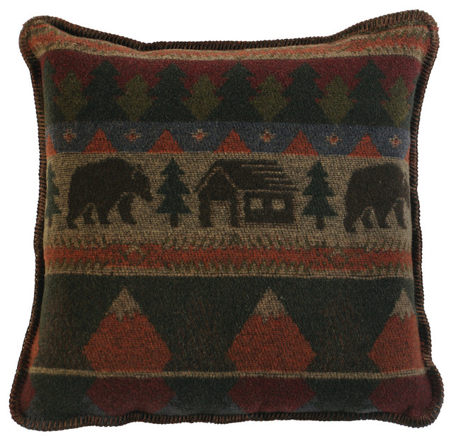 20x20 Sierra Bear Lodge Rustic Cabin Throw Pillow Cover only