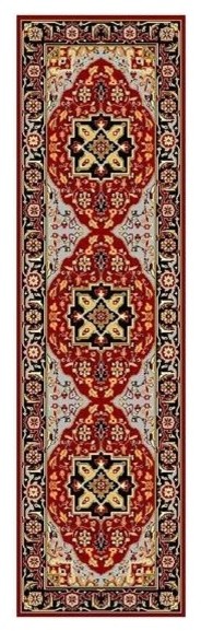 Traditional Red & Black Rug, 2 ft. 3 in. x 12 ft.