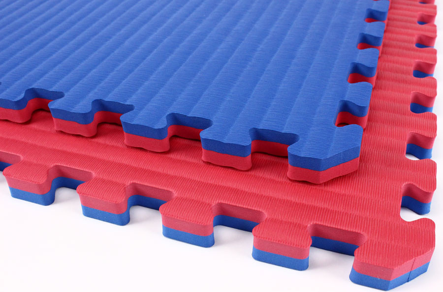 24"x24" Tatami Martial Arts Flooring Foam Tiles, Set of 10, Red/Blue