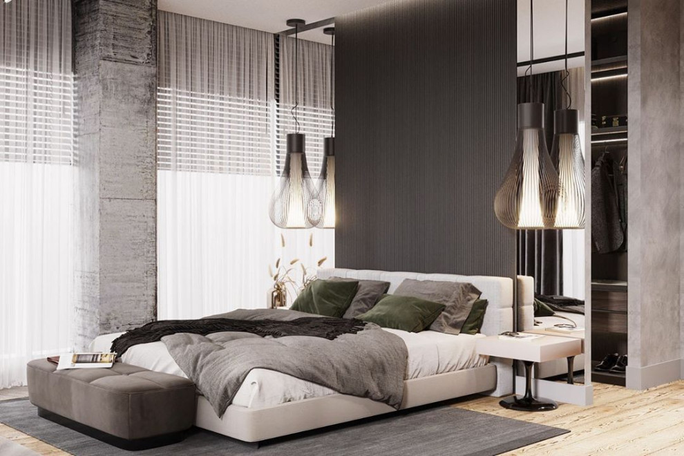 Дизайн-проект спальни в современном стиле в ЖК ‘Небесный’