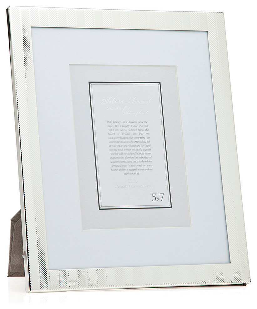 Herringbone Stripe Frame, Silverplated Contemporary Picture Frames