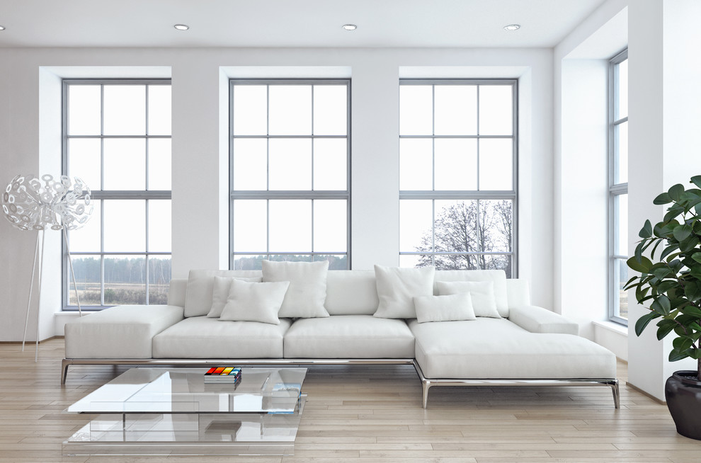 Example of a trendy living room design in Miami