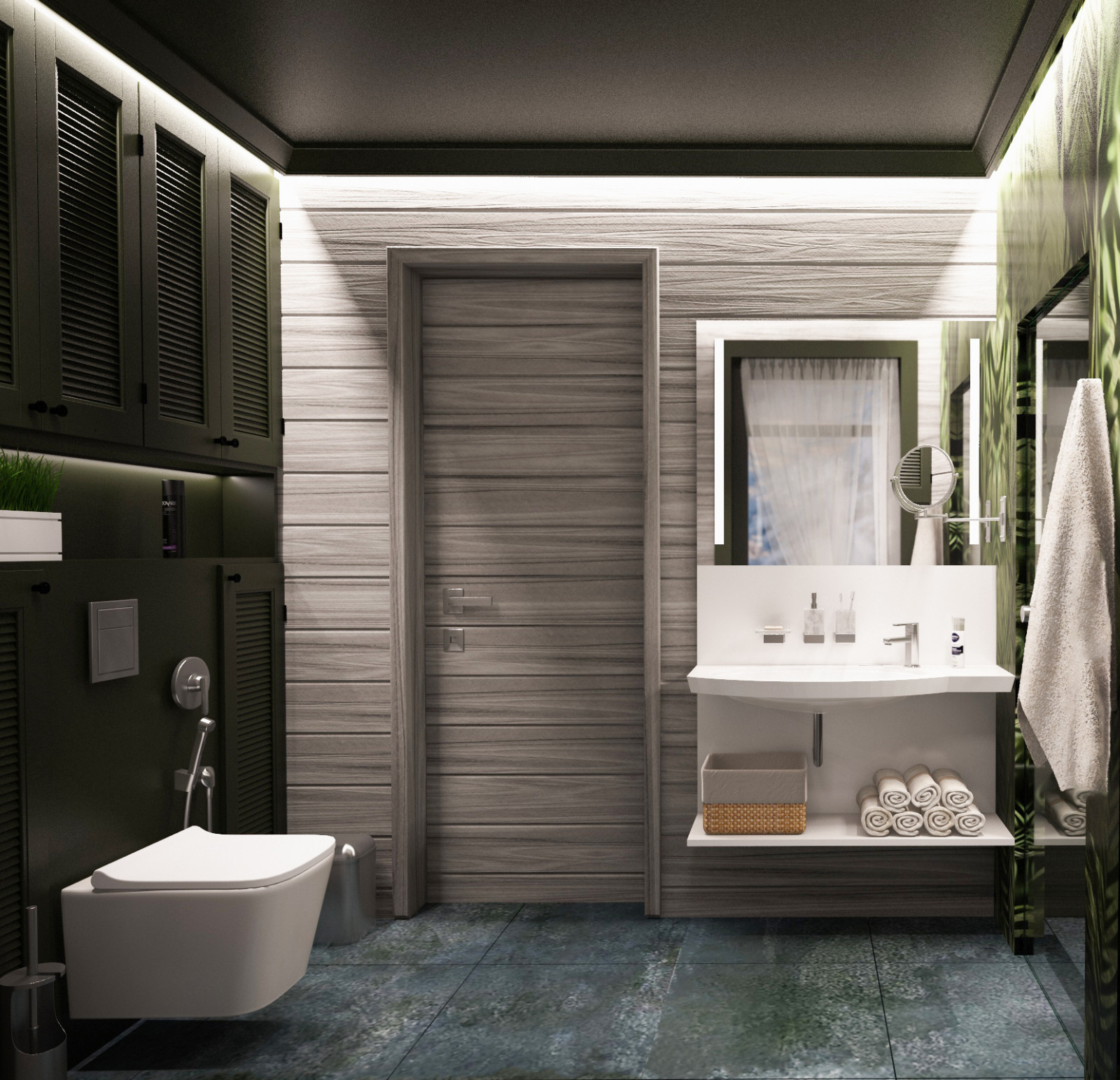 Санузел дочери в доме с печью