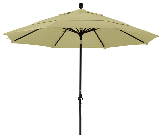 11 Foot Olefin Aluminum Crank Lift Collar Tilt Patio Umbrella, Black Pole